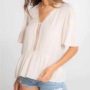 Lovestitch Ultra Pretty Lattice Trim Peplum Top
